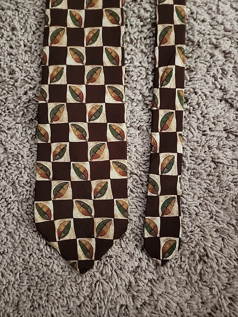 Structure Men’s Tie Leafs Brown 100% Silk Made In USA